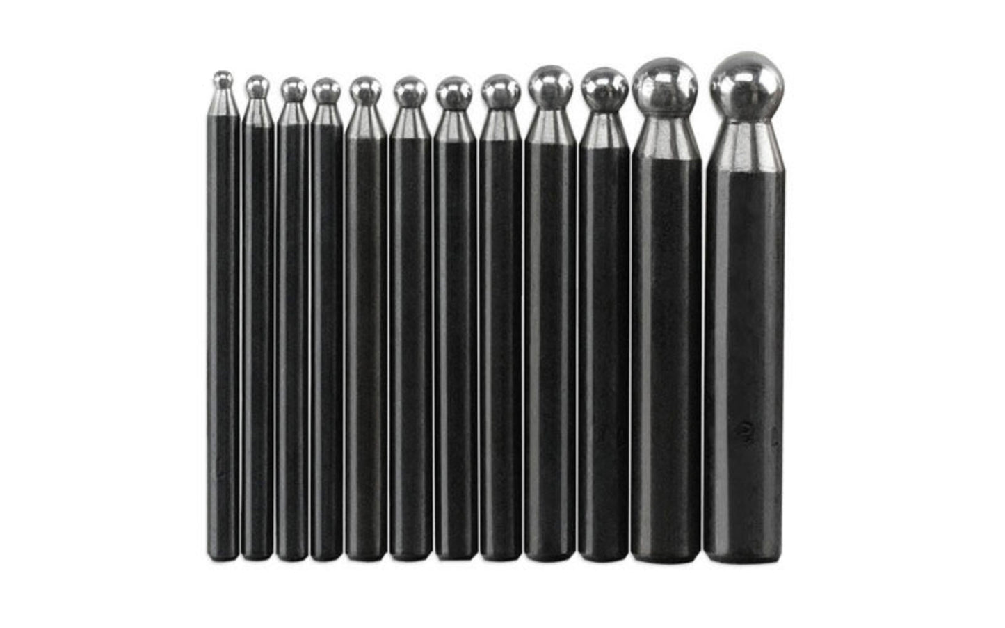 12-PC Polished Stainless Steel Dapping Punch Set. Great for jewelry work & metalworking tasks. Ideal for shaping metals such as gold, silver, copper, brass, and more Suitable for jewelry making, metalworking, and other crafting projects requiring precise metal shaping. Made by SE.