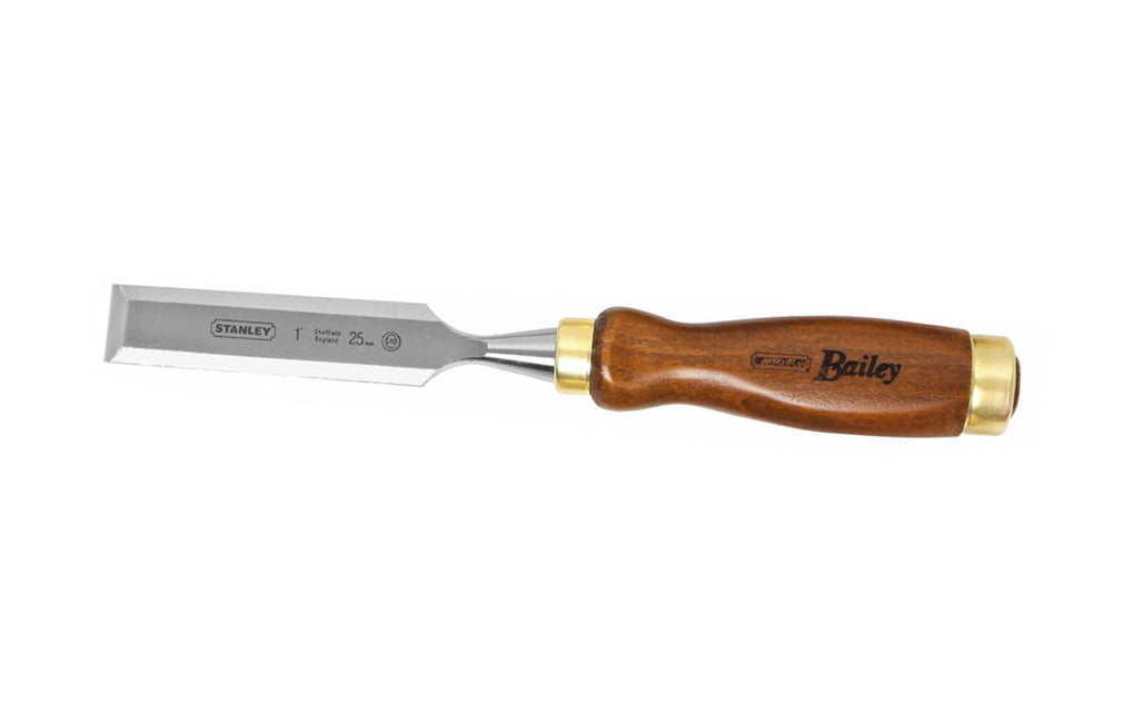 Made in England - 1" Bailey Wood Chisel. Hardened, tempered high-chrome carbon alloy steel blade for edge retention ~ High-carbon chrome steel blade ~ European Beech wood. Quality English Chisel. 1" (25 mm) size