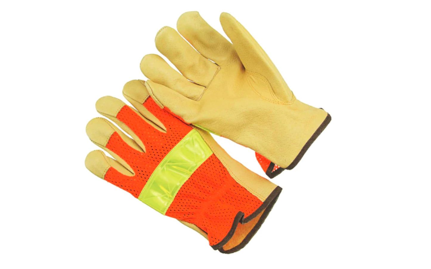 Pigskin Driver, Keystone Thumb, Reflective Tape & Mesh Back Gloves. Sold as one pair of gloves. Model 6464KWSR-L. Large size. Made by Seattle Glove.