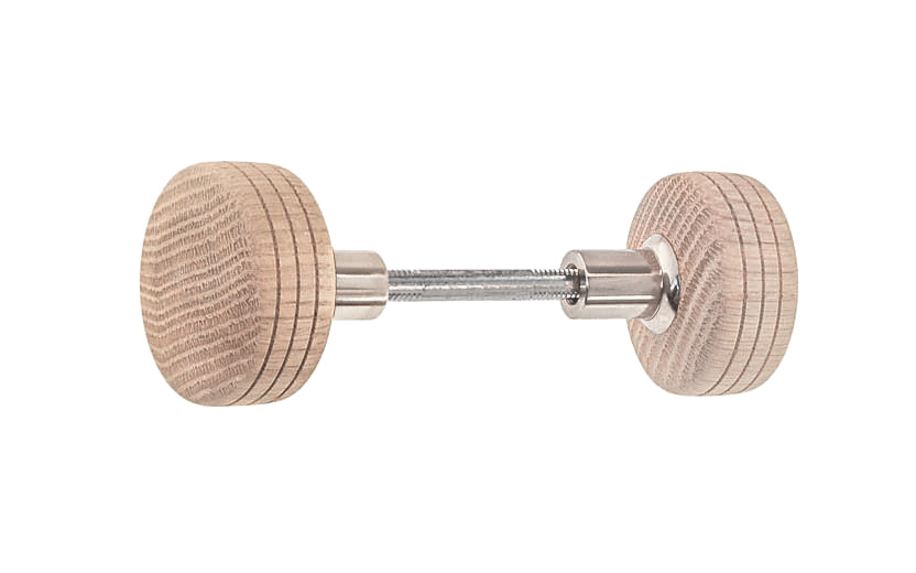 Solid Oak Wood Doorknob Set ~ Round Box Style