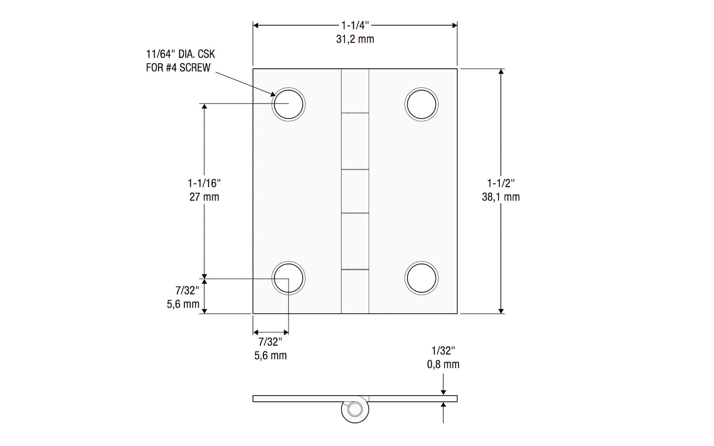 These solid brass hinges add a decorative appearance to small boxes, jewelry boxes, small lightweight cabinet doors, craft projects, etc. Made of solid brass material with a bright brass finish. 1-1/2" high x1-1/4" wide. Surface mount. Non-removable pin. Pair of hinges. National Hardware Model No. N211-359.