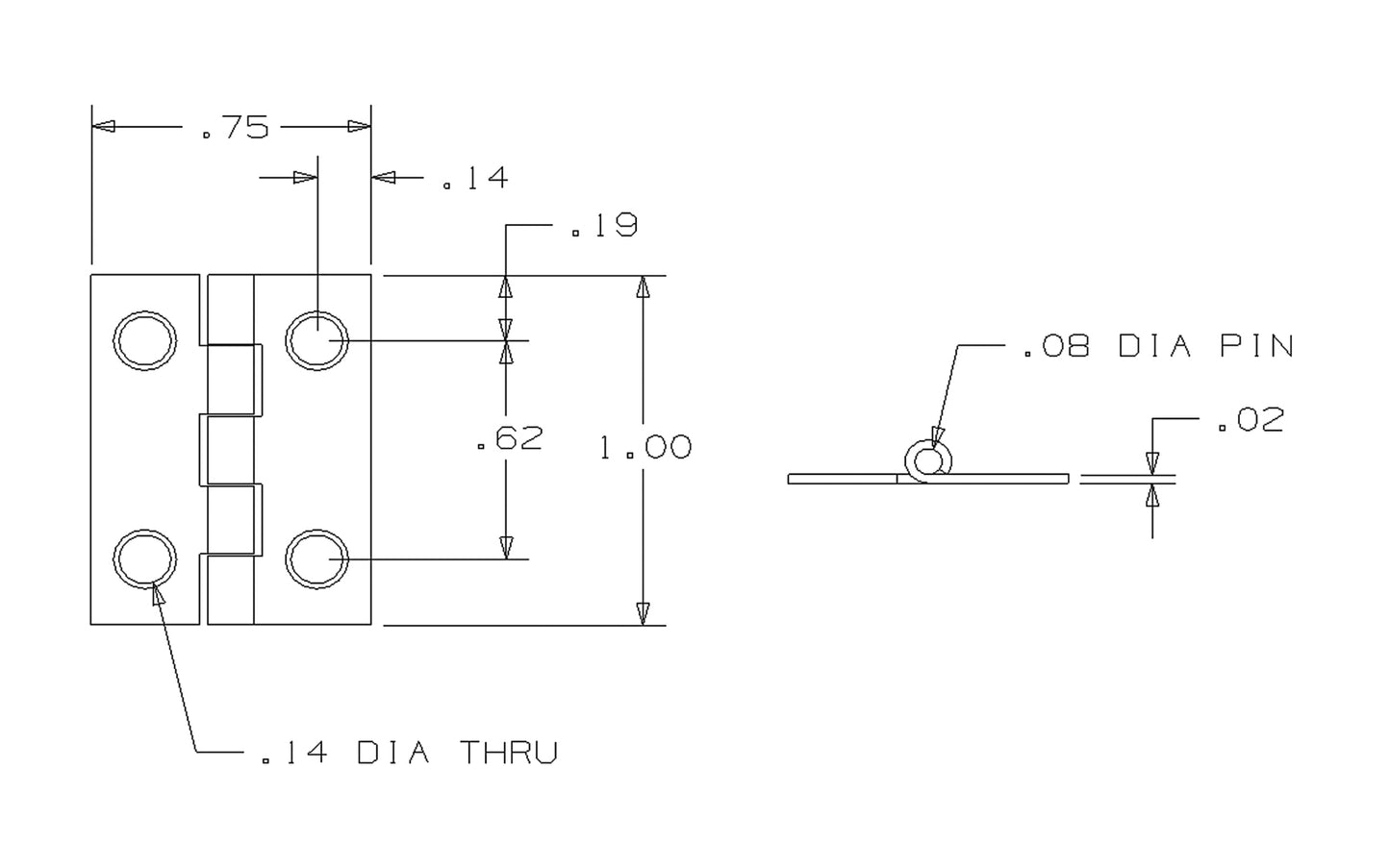 These solid brass hinges are designed to add a decorative appearance to small boxes, jewelry boxes, small lightweight cabinet doors, craft projects, etc. Made of solid brass material with a bright brass finish. 1" high x 3/4" wide. Surface mount. Non-removable pin. Four hinges. National Hardware Model No. N211-177.