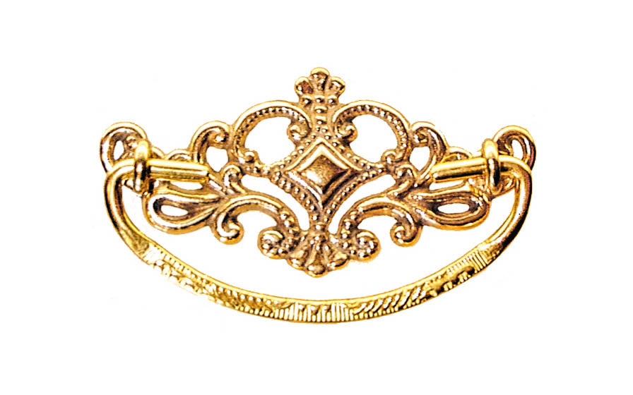 Solid Brass Victorian Drop Pull ~ 3" On Centers - Non-Lacquered Brass (will patina over time)