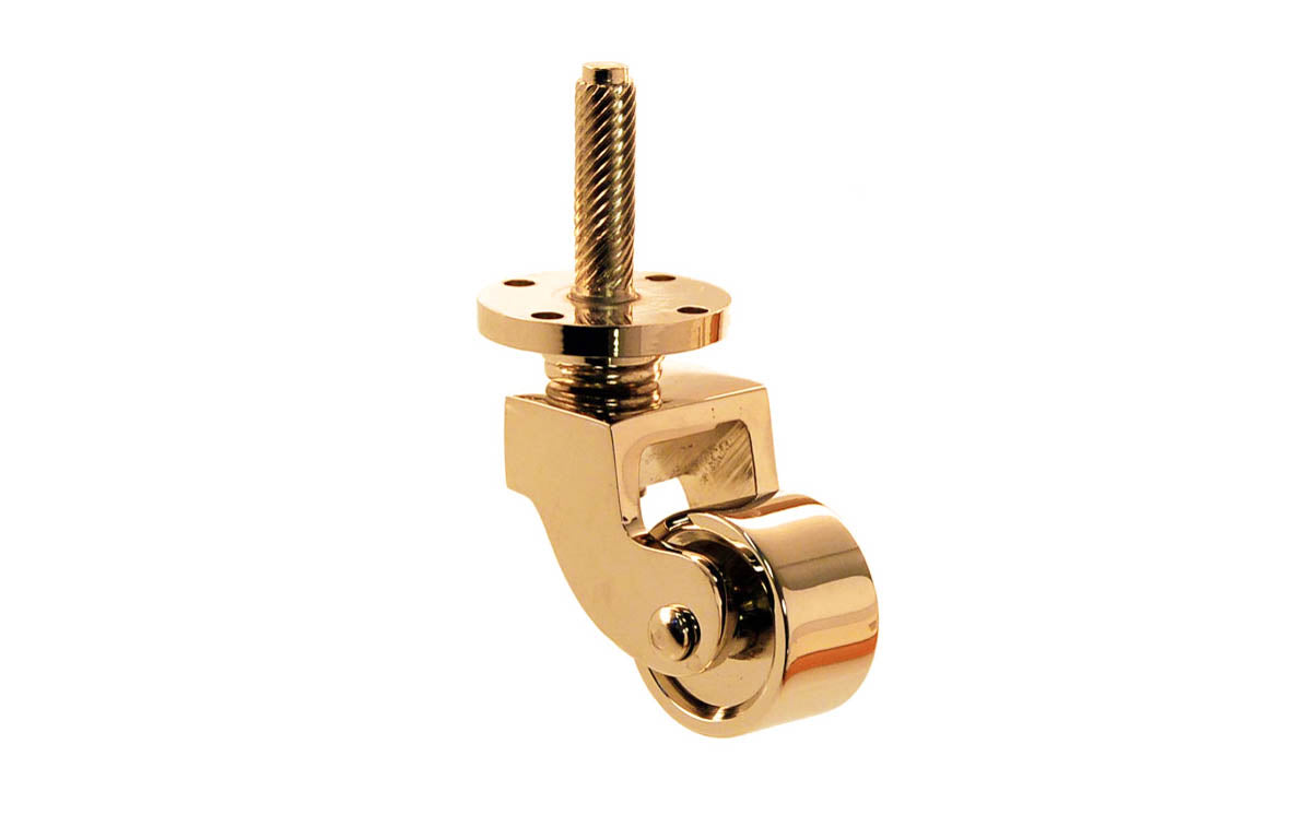 Non-Lacquered Solid Brass Stem & Plate Caster ~ 1" Wheel