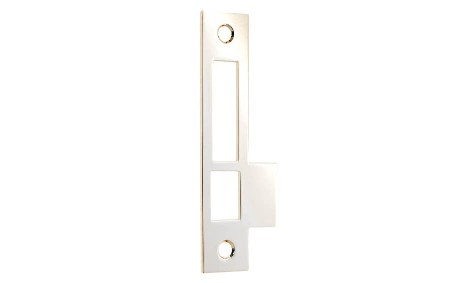 Solid Brass Door Mortise Strike ~ 4-3/8" x 1" ~ Polished Nickel Finish