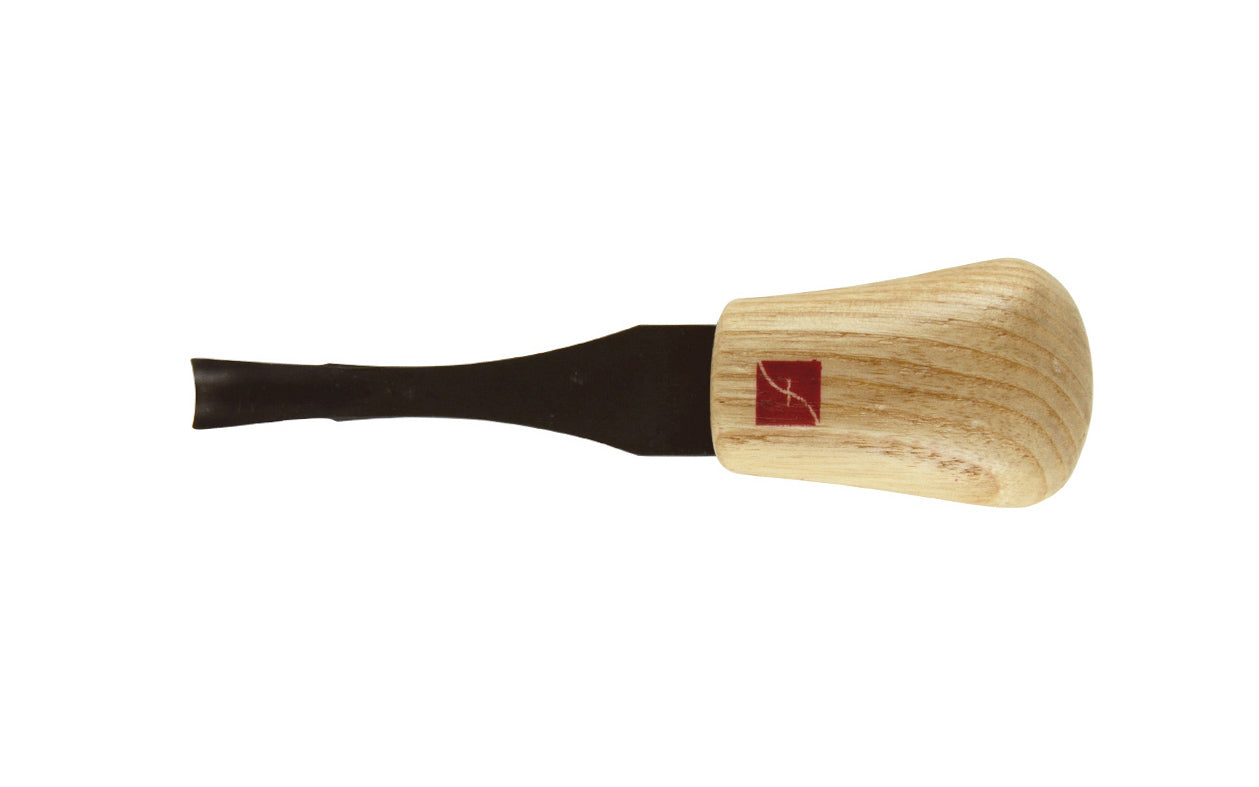 Made in USA • Model FR402 ~ Palm Carving Tool is great for carving smaller sized projects. Handle fits comfortably in the palm for good close control to your work. The blade is made of High Carbon Steel. Cutting edge is hand honed & polished - Palm Gouge - No. 8 Sweep #8 Palm Tool - Sweep #8 x 3/8" (10 mm) wide blade