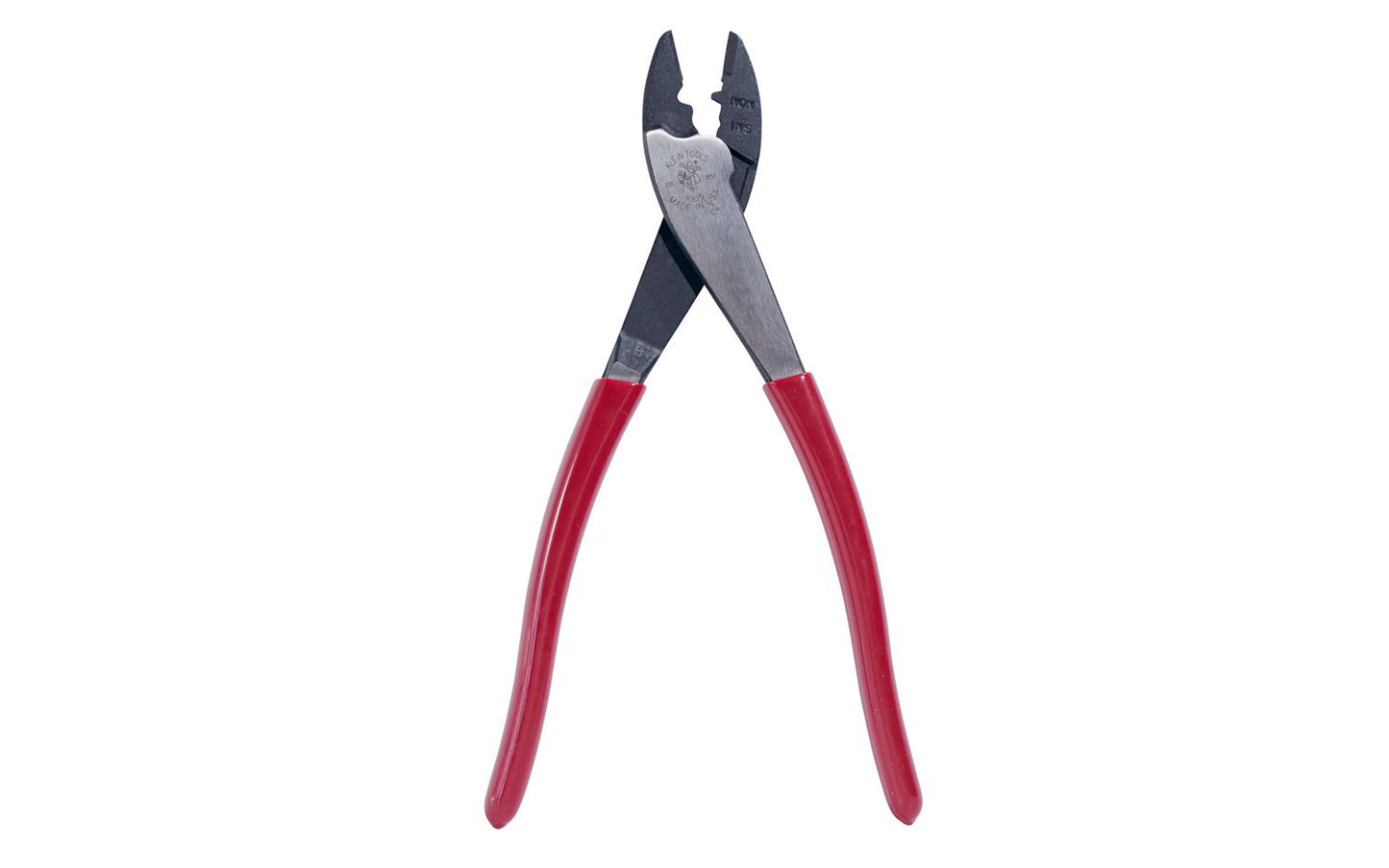 The Klein Tools Crimping & Cutting Tool 1005 crimps both insulated & non-insulated 10-22 AWG terminals & connectors. The tapered nose which is great when working in tight spaces. The wire cutter in the nose specially hardened for long life. Model 1005. Made in USA. 092644742040. Crimping & Cutting Tool for Connectors