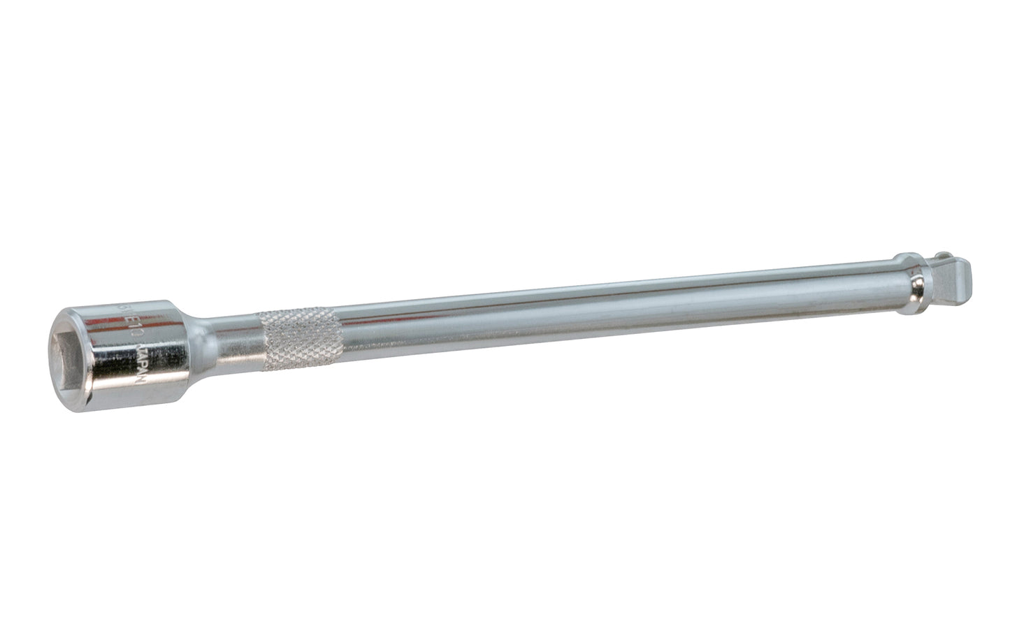 10" Socket Extension 1/2" Wobble Dr. Chrome Vanadium Steel. Made in Japan. Center Sockets. Made in Japan. 10" length extension. 1/2" drive. Wobble Drive