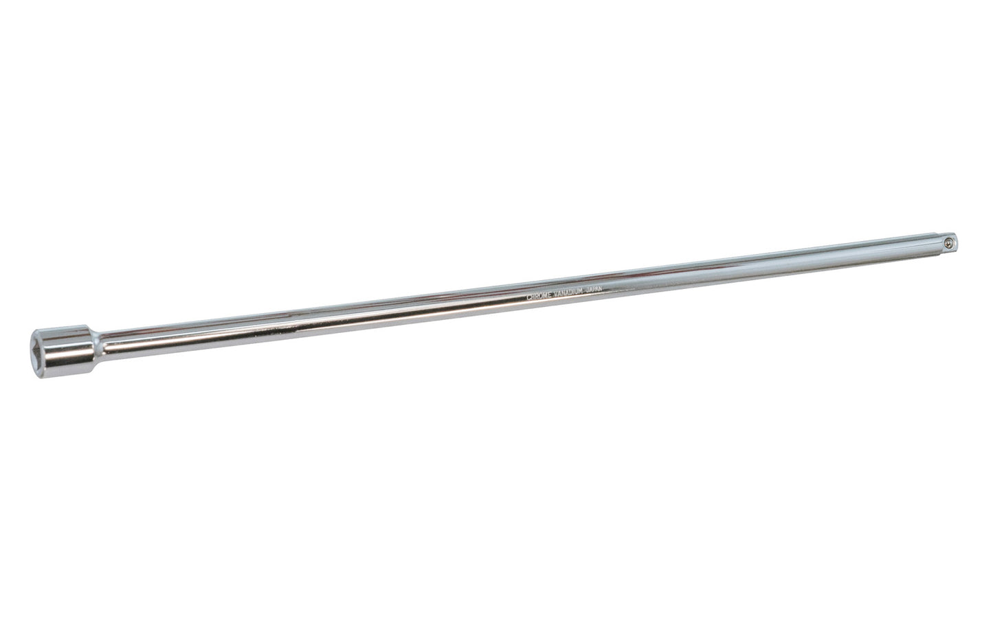 18" Socket Extension 3/8" Dr. Chrome Vanadium Steel. Made in Japan. Center Sockets. Made in Japan. 18" length extension. 3/8" drive