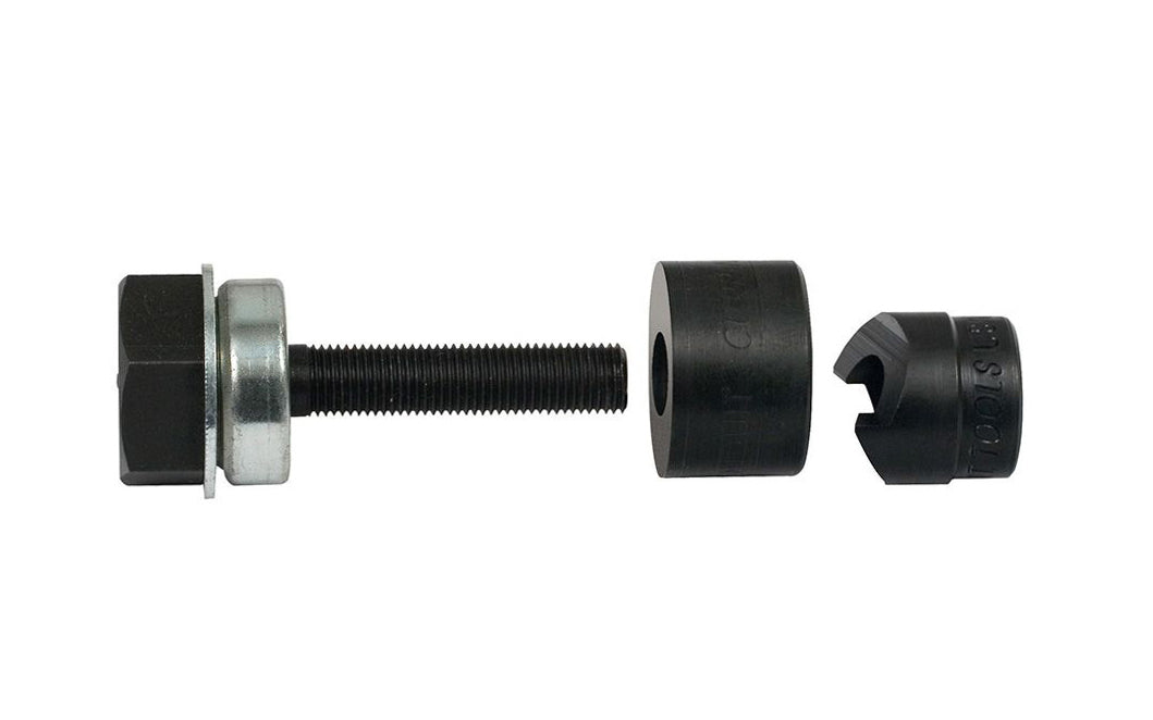 This Punch Set can punch clean and accurate holes in electrical panels. The 1/2" Knockout Punch 3-Piece set can cut up to 10-gauge mild steel. It can also cut through aluminum, fiberglass, & plastic. Klein 1/2" Knockout Punch Set ~ 53728 -SEN. Punch Set optimized design reduces wrench effort. 092644537462