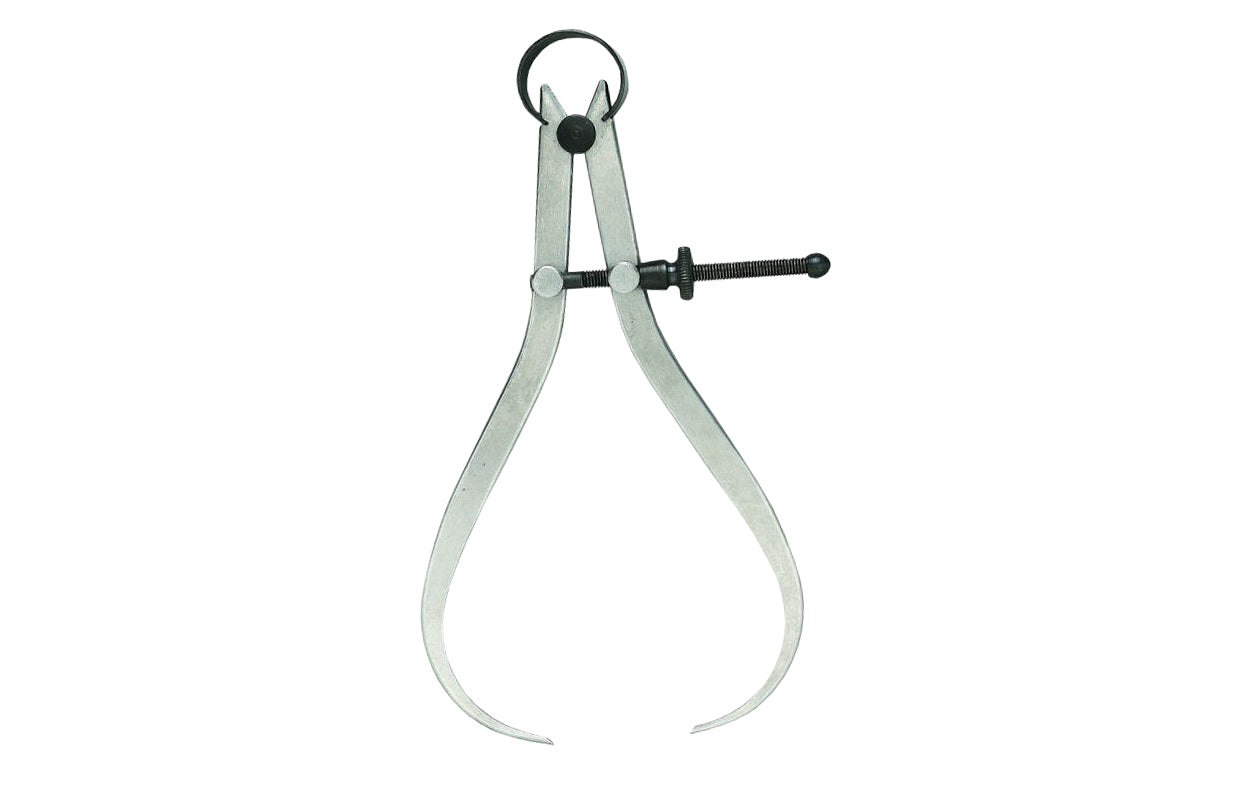 Outside Calipers by General Tools. Legs made of special caliper steel with hardened measurement points. Adjusting screw's self-seating washer & nut enable quick & positive adjustment. Hardened & tempered bow springs & fulcrum spools assure uniform tension without side play. Available in 4", 6", 8", 10" & 12" lengths.