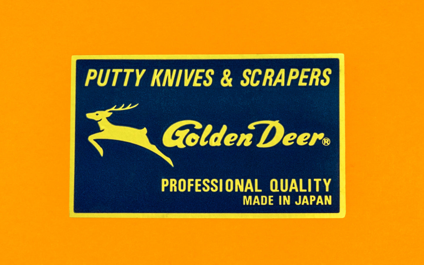 This Japanese 1-1/2" wide putty knife is a stiff putty knife made by "Golden Deer". Made of high carbon steel with heavy duty nylon handle. Made in Japan. Golden Deer Brand. Thick Stiff Putty Knife Blade. Japanese putty knife. Stiff Blade