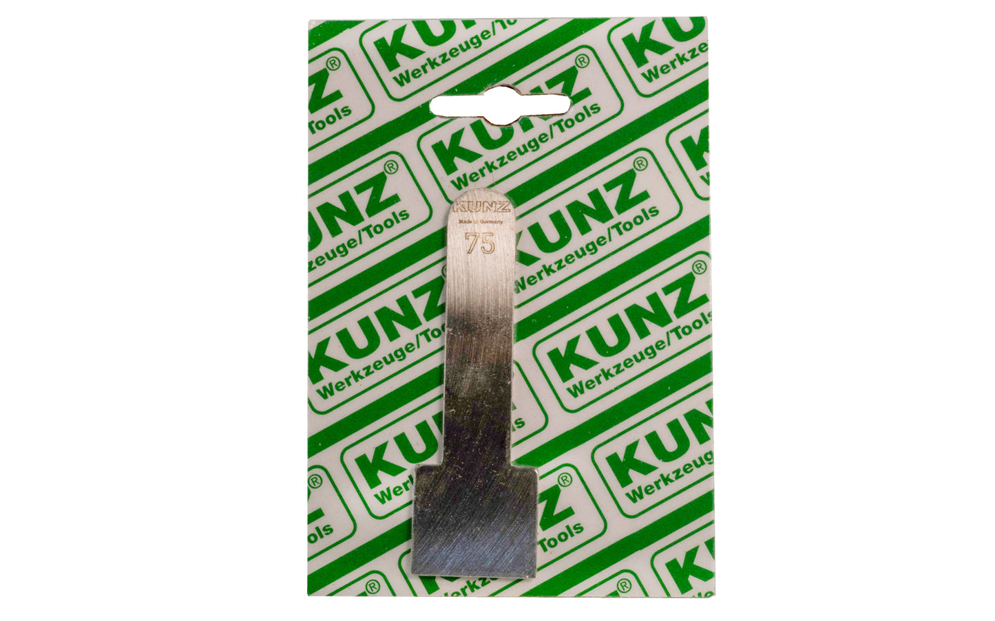 Made in Germany · Kunz Tools ~ 1" (25 mm) wide cutter blade. 3-1/4" (82 mm) overall length. Kunz Replacement Blade for No. 75 Rabbet Plane made by Kunz Tools in Germany. Honing is recommended before use.