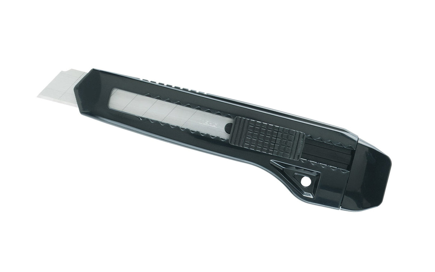 Plastic Snap-Off Utility Knife is a 8 Point Snap-Off Blade Knife that is lightweight & very economical. This basic plastic utility knife is ideal for most of your cutting needs & utilizes premium snap-off steel blades with 8 segments. 6-1/4" overall length. PHC - Pacific Handy Cutter. Black color