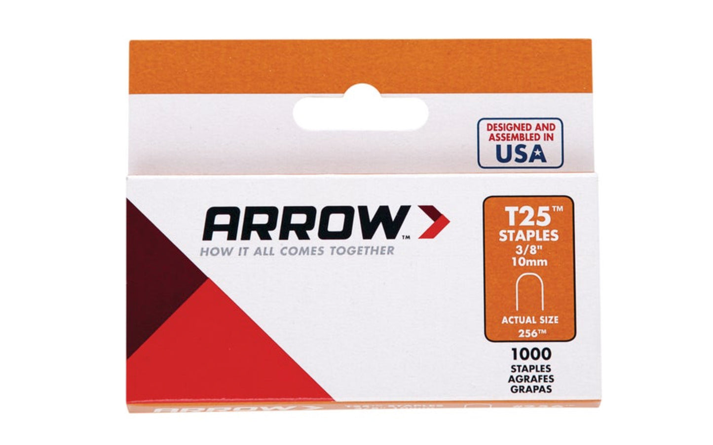 Arrow T25 Round Crown Cable 3/8" Staples - 1000 PK. Fits wire up to 1/4 in diameter. Good for CAT 5, Telephone Wiring, Speaker Wire. Designed & assembled in USA. 079055250388