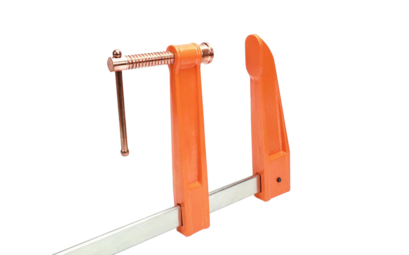 Jorgensen 9" Deep-Reach Throat Bar Clamp ~ 24" Max Opening - No. 4924 - Cast iron heads & rust resistant steel bars - 1,200 lbs. clamping pressure - With steel sliding pin handle & copper-plated screw & swivel end - Heavy Duty Deep Throat Clamp - 9" Deep