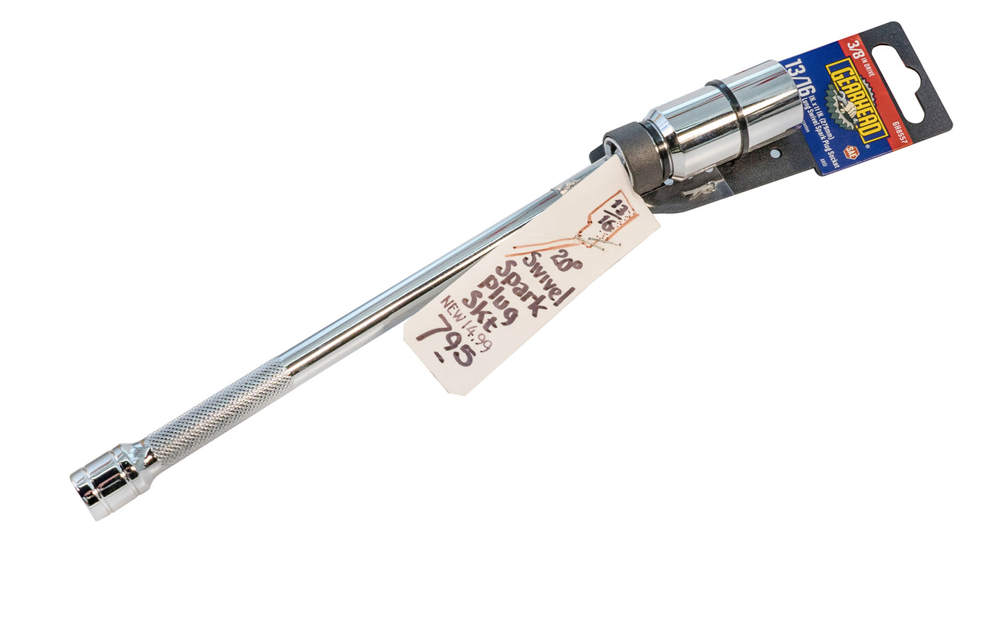 Gearhead 3/8" Dr 13/16" X 11" Long 20° Swivel Spark Plug Socket. Model GH8557. 700305985575.
