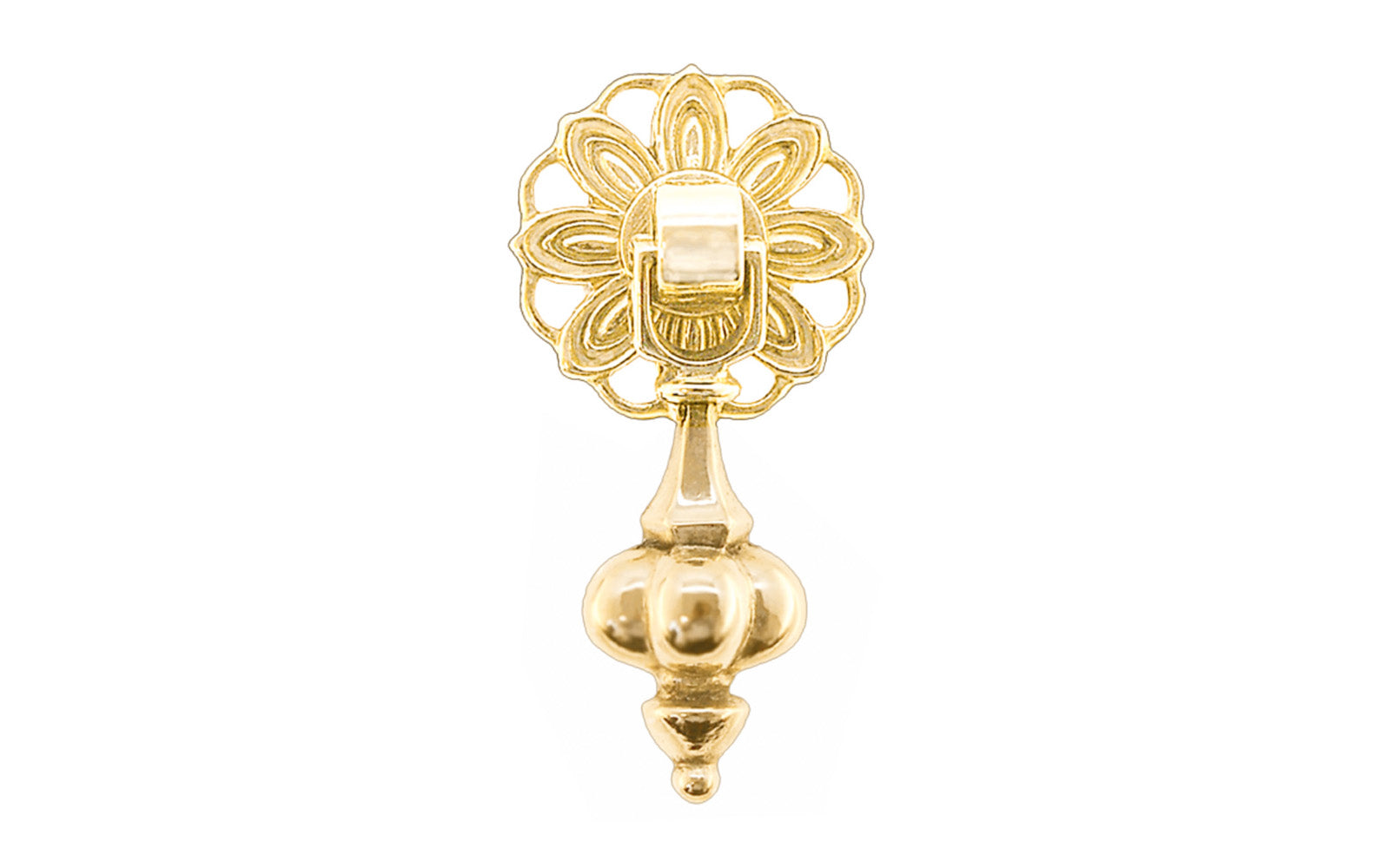 Vintage-style Hardware ·  Colonial Revival style solid brass pendant pull. Unlacquered brass (un-lacquered brass will patina) 1-3/16" Diameter Backplate.