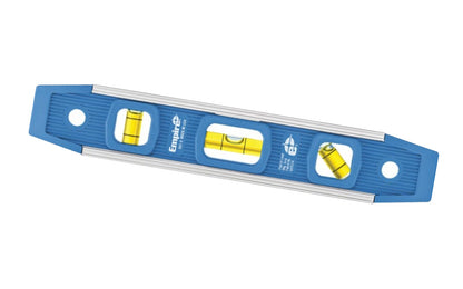 Empire 9" Aluminum Magnetic Torpedo Level. Durable acrylic vials read plumb, level and 45 Degree. Solid aluminum frame. Magnetic edge frees hands. Made in USA. Empire Level Model 581-9. Made in USA ~ 015812058194