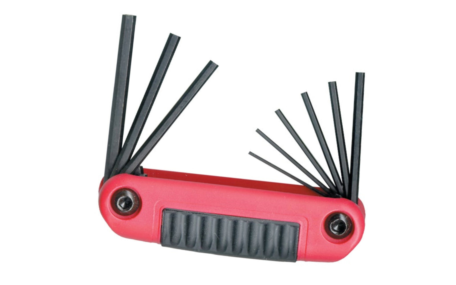 This Eklind Ergo Fold-Up 9-PC Hex Wrench Key SAE Set. .050", 1/16", 5/64", 3/32", 7/64", 1/8", 9/64", 5/32", 3/16"sizes. Allen wrench set is manufactured using the finest quality alloy steel. It is hardened, tempered & finished with Eklind black finish to resist rust. Fold Up Allen Set. Eklind model 25912. Made in USA.