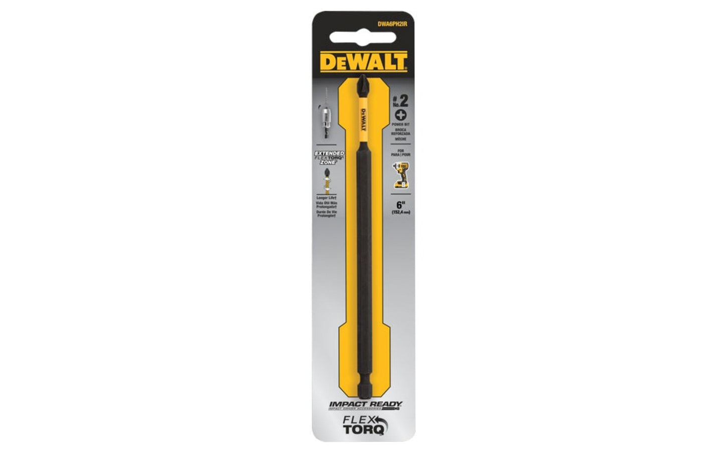 DeWalt #2 Power Bit - 6" Long. Model DWA6PH2IR
