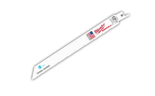 Milwaukee 8" Reciprocating Saw Blade - 8/12 T - 48-00-4093 SINGLE. 8" overall length. 8/12 TPI. Sold as a single recip blade. Sawzall blade. Made in USA.
