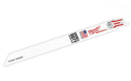 Milwaukee 9" Reciprocating Saw Blade "Demolition" - 14 T - 48-00-4187 SINGLE. 9" overall length. 14 TPI. Sold as a single recip blade. "Double Duty" Sawzall blade. Made in USA.