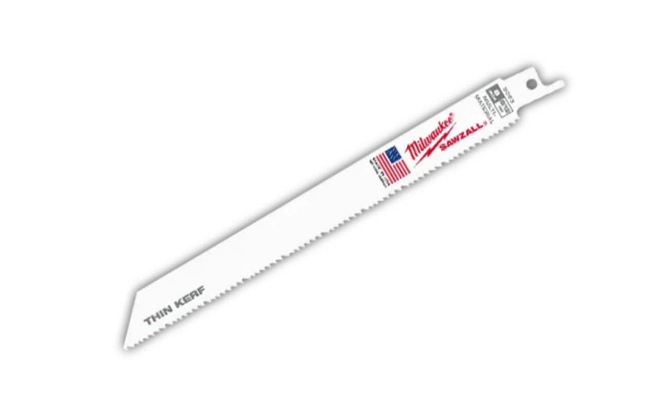 Milwaukee 8" Reciprocating Saw Blade - 8/12 T - 48-00-5093 SINGLE. 8" overall length. 8/12 TPI. Sold as a single recip blade. Sawzall blade. Made in USA.