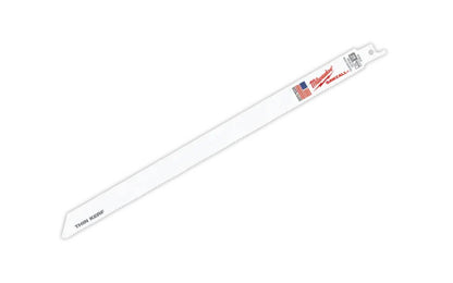 Milwaukee 12" Reciprocating Saw Blade "Demolition" - 10/14 T - 48-00-5194 SINGLE. 12" overall length. 10/14 TPI. Sold as a single recip blade. Sawzall blade. Made in USA.