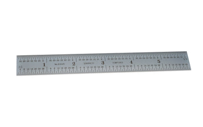 Starrett 6" Rule - 1/8", 1/16", 1/32", 1/64" Grads - USED. The Starrett 6" Rule - 1/8, 1/16", 1/32", 1/64" Grads. Features a satin chrome finish.  Made in USA.