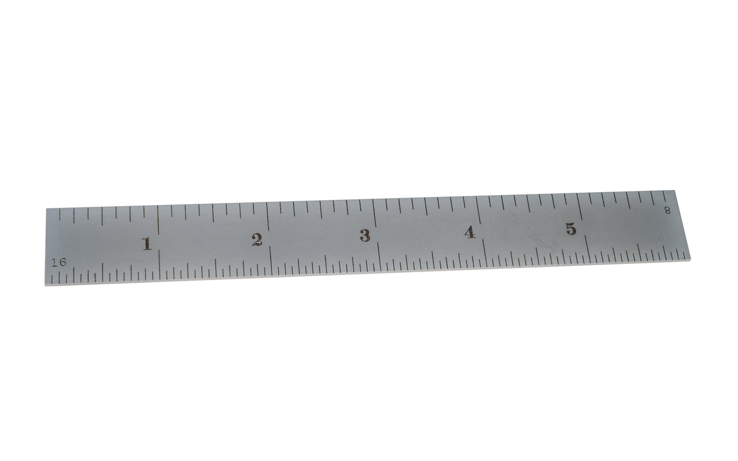 Starrett 6" Rule - 1/8", 1/16", 1/32", 1/64" Grads - USED. The Starrett 6" Rule - 1/8, 1/16", 1/32", 1/64" Grads. Features a satin chrome finish.  Made in USA.
