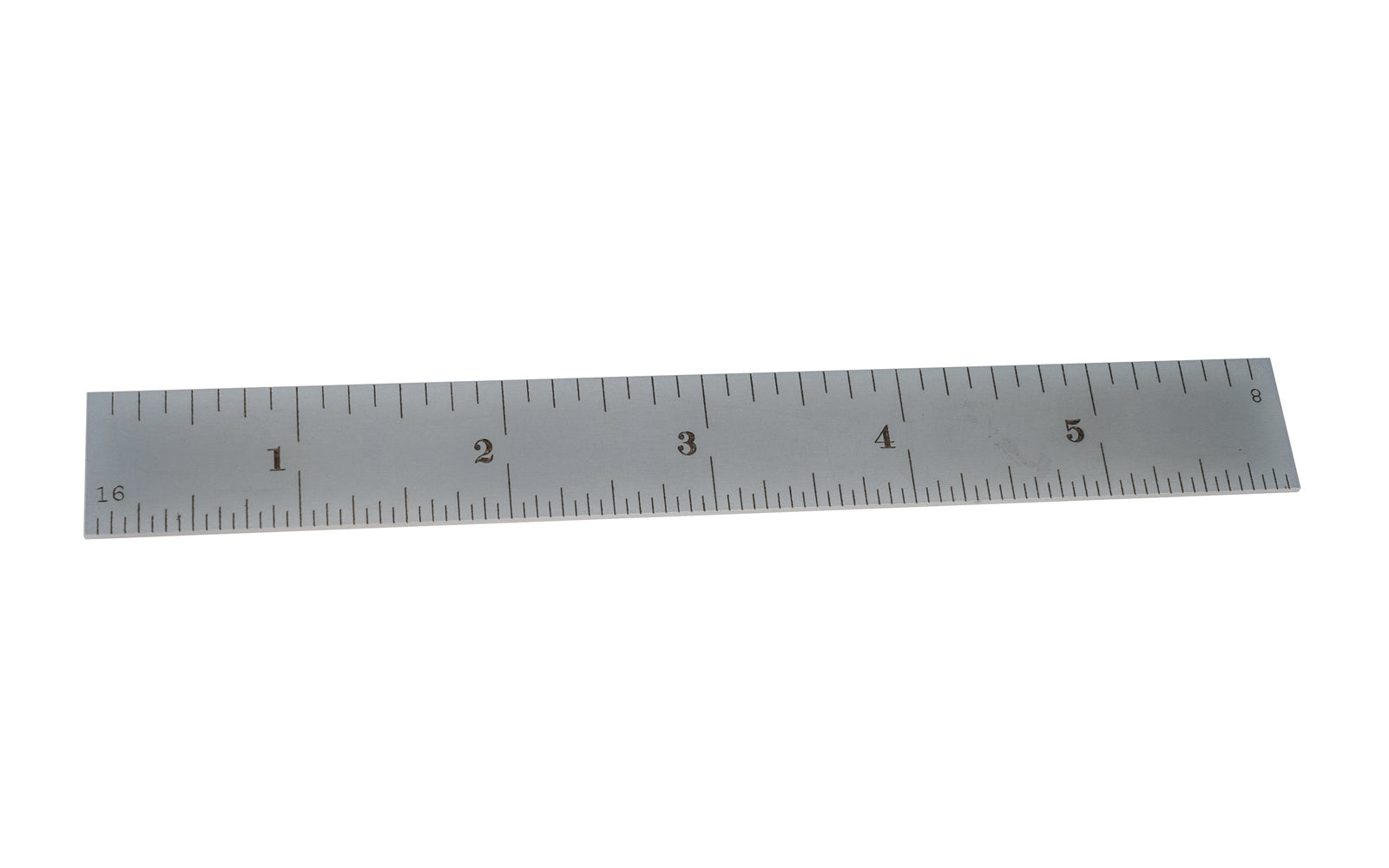 Starrett 6" Rule - 1/8", 1/16", 1/32", 1/64" Grads - USED. The Starrett 6" Rule - 1/8, 1/16", 1/32", 1/64" Grads. Features a satin chrome finish.  Made in USA.