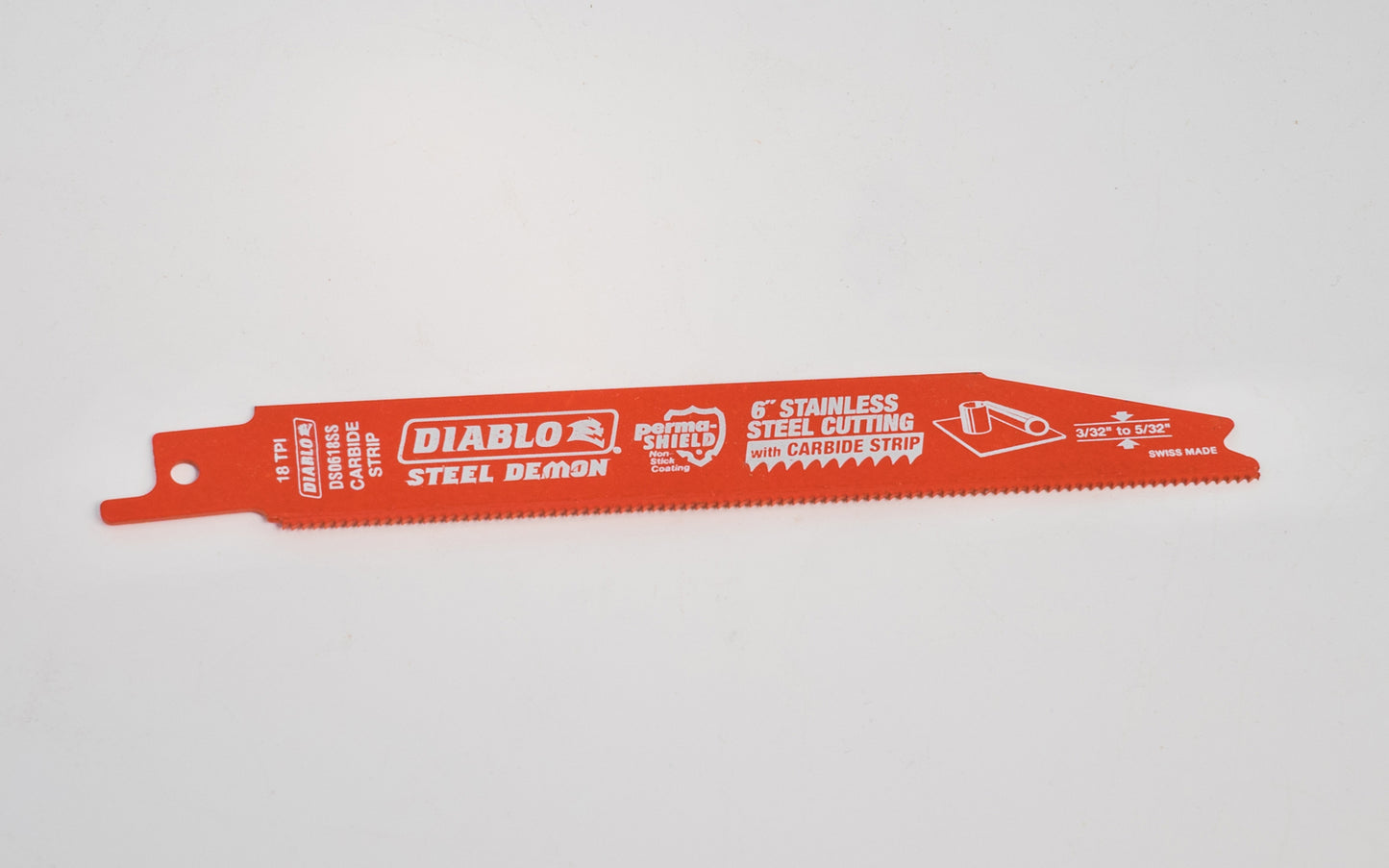 Diablo 6" Stainless Steel Cutting Reciprocating Saw Blade - 18 TPI. Model DS0618SS. Swiss made.
