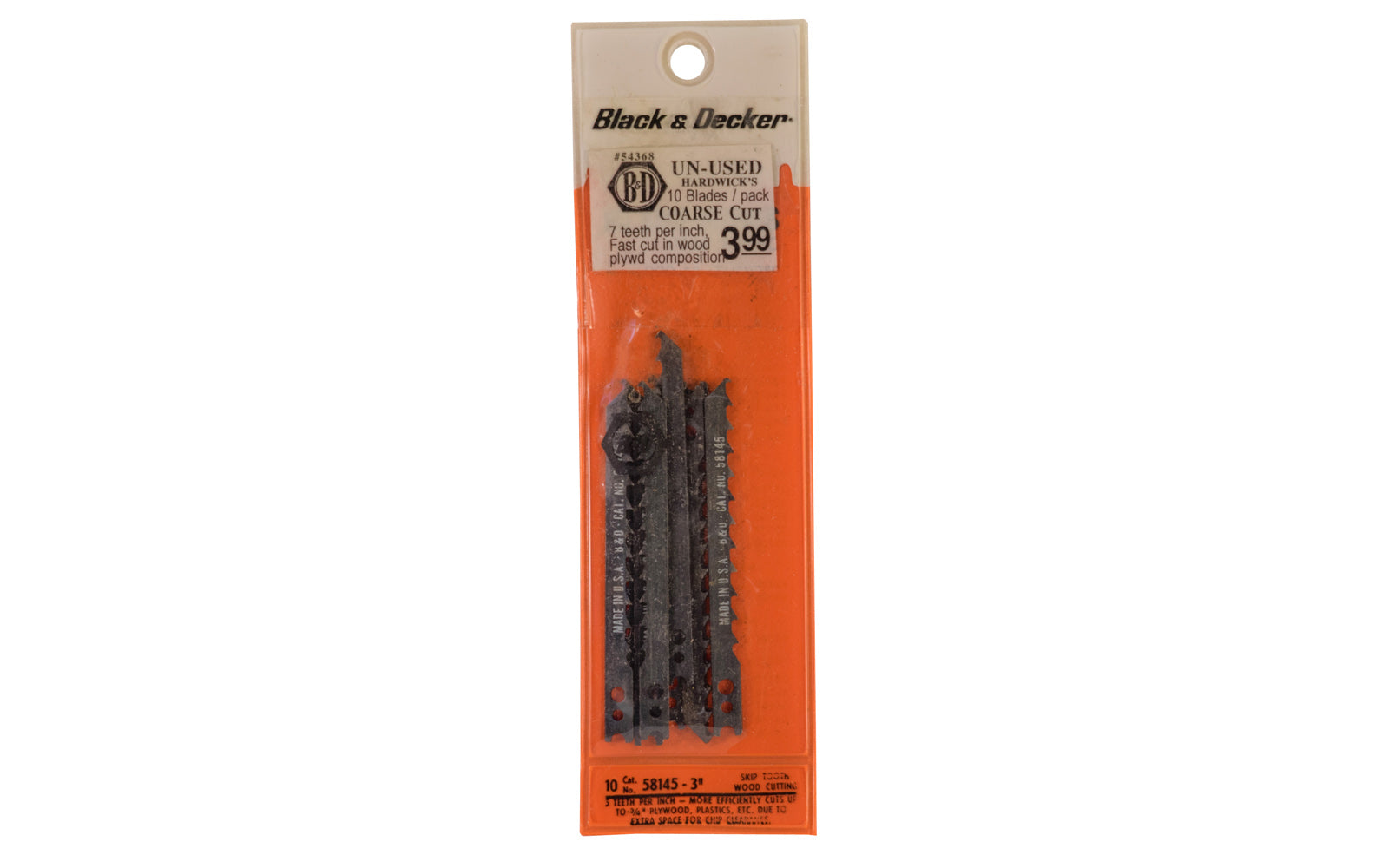 Black and Decker 7 TPI Jig Saw Blades, Coarse - 10 PK. Skip Tooth. U-shank jigsaw blade.  Made in USA.