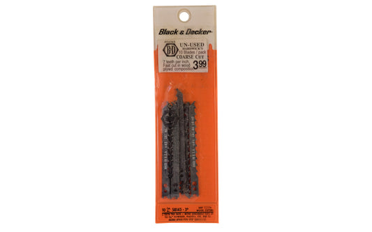 Black and Decker 7 TPI Jig Saw Blades, Coarse - 10 PK. Skip Tooth. U-shank jigsaw blade.  Made in USA.