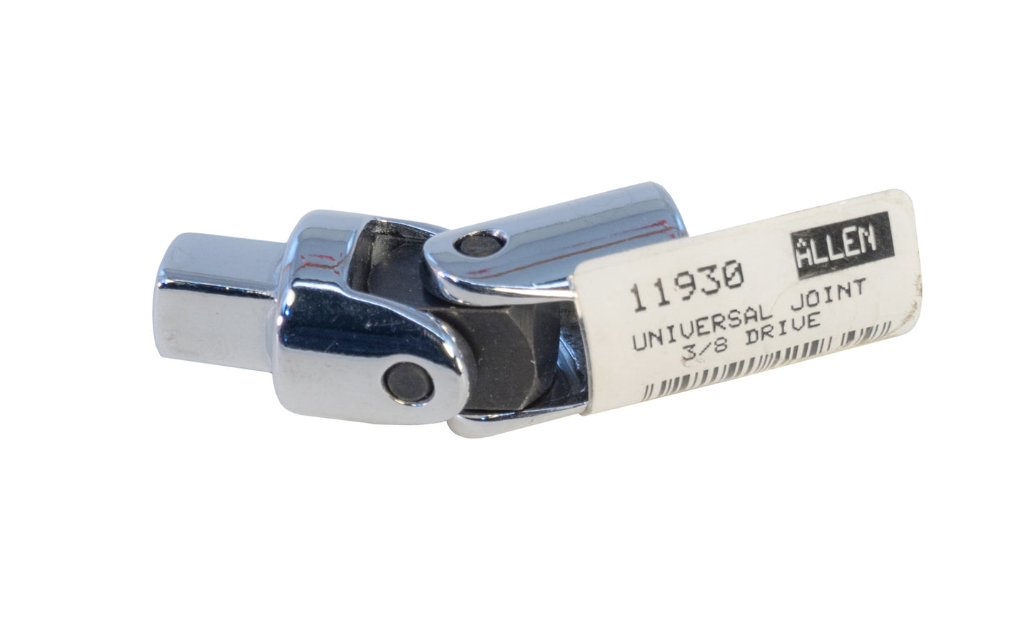Allen Universal Joint 3/8" x 3/8" DR. Allen Model No. 11930. Made in USA. Chrome finish socket.