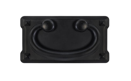 Vintage-style Hardware · Mission-Style Drop Pull ~ Larger Size designed in the Mission / Arts & Crafts style of hardware. 2" high x 3-3/4" wide plate size. Flat Black Finish