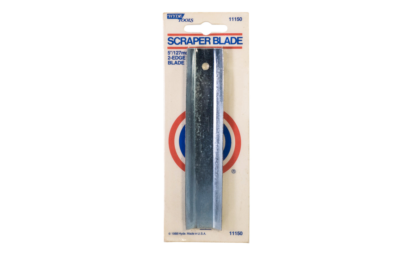 Hyde Tools 5" Length Blade (127 mm length). Model 11150. Double Edge Scraper Blade. Material of blade is High Carbon Steel - 2 edge blade. Made in USA.