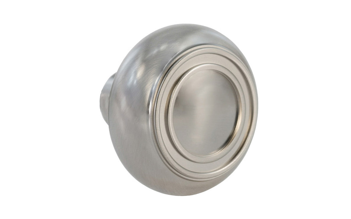 Single Solid Brass Core "Circle Ring" Doorknob. Traditional Solid Brass Door knob. Reproduction Brass Door Knobs. Brushed Nickel Finish.