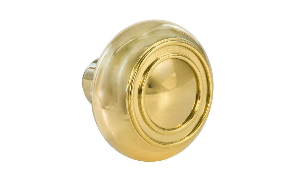 Single Solid Brass Core "Circle Ring" Doorknob. Traditional Solid Brass Door knob. Reproduction Brass Door Knobs. Lacquered Brass Finish.