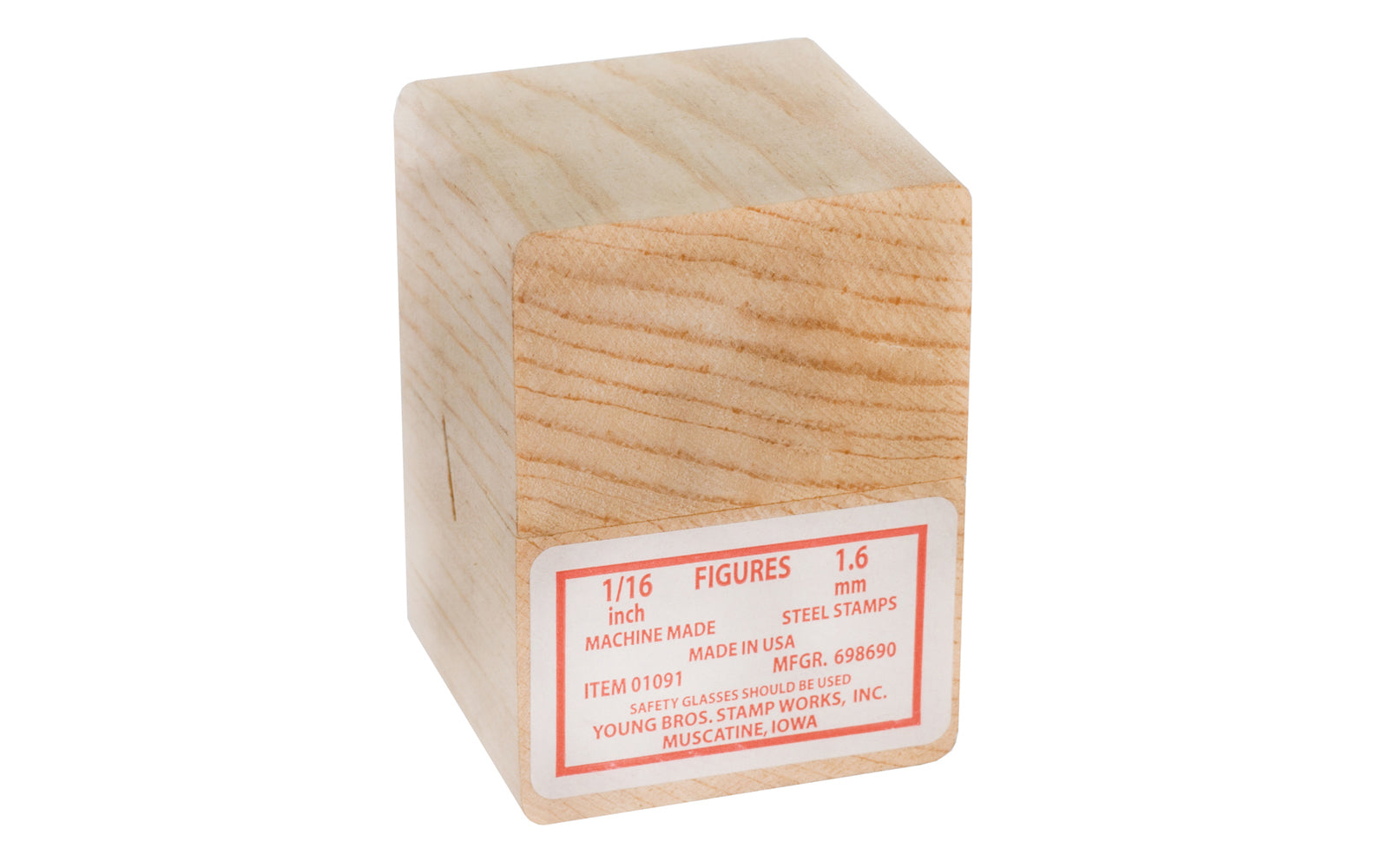 Young Bros 1/16" Size Steel Figures. These steel stamps are made with carbon tool steel & will mark material up to 50 on the Rockwell C scale. Special heat treated stamps so they won’t shatter under stress. Young Bros Machine made steel stamps. Includes wooden box for storage. Made in USA.