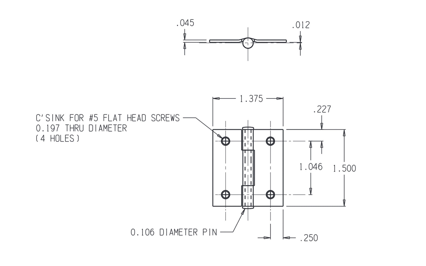 1-1/2" stainless narrow hinges designed for lightweight small doors, chests, cabinets, etc. Made of stainless steel material. Non-removable pin. The tight pin allows left or right hand applications. Sold as two hinges in pack.  National Hardware Model No. N348-979. 