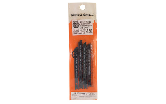 Black and Decker 10 TPI Jig Saw Blades, Fine - 10 PK. For smoother cuts in wood, plywood, composition board etc. Hollow ground wood cutting. U-shank jigsaw blade.  Made in USA.