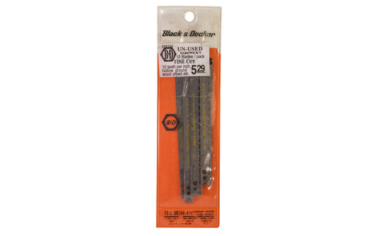 Black and Decker 10 TPI Jig Saw Blades, Fine - 10 PK. For smoother cuts in wood, plywood, composition board etc. Hollow ground wood cutting. U-shank jigsaw blade.  Made in USA.