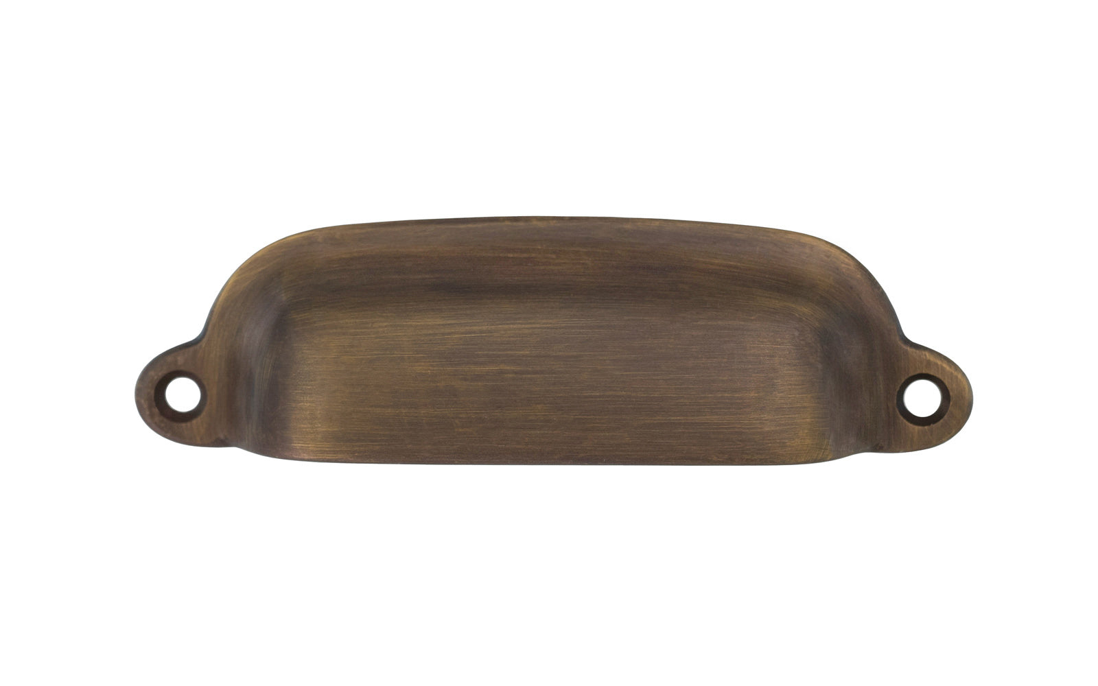 Vintage-style Hardware · Classic Solid Brass Bin Pull ~ 3-3/8" On Centers. Cup bin pull for kitchens & cabinets. 3-3/8" center to center. Solid brass kitchen cabinet bin pull handle. Authentic reproduction hardware. Antique Brass Finish