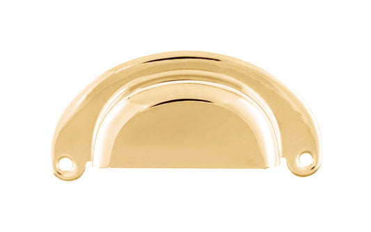 Vintage-style Hardware · Classic Brass Half-Round Bin Pull ~ 3" On Centers. Heavy gauge stamped brass. Unlacquered brass (will patina naturally). 3" center to center. Kitchen cabinet pull. Drawer pull handle. Authentic reproduction bin utility pull. Non-lacqurered cup bin pull.