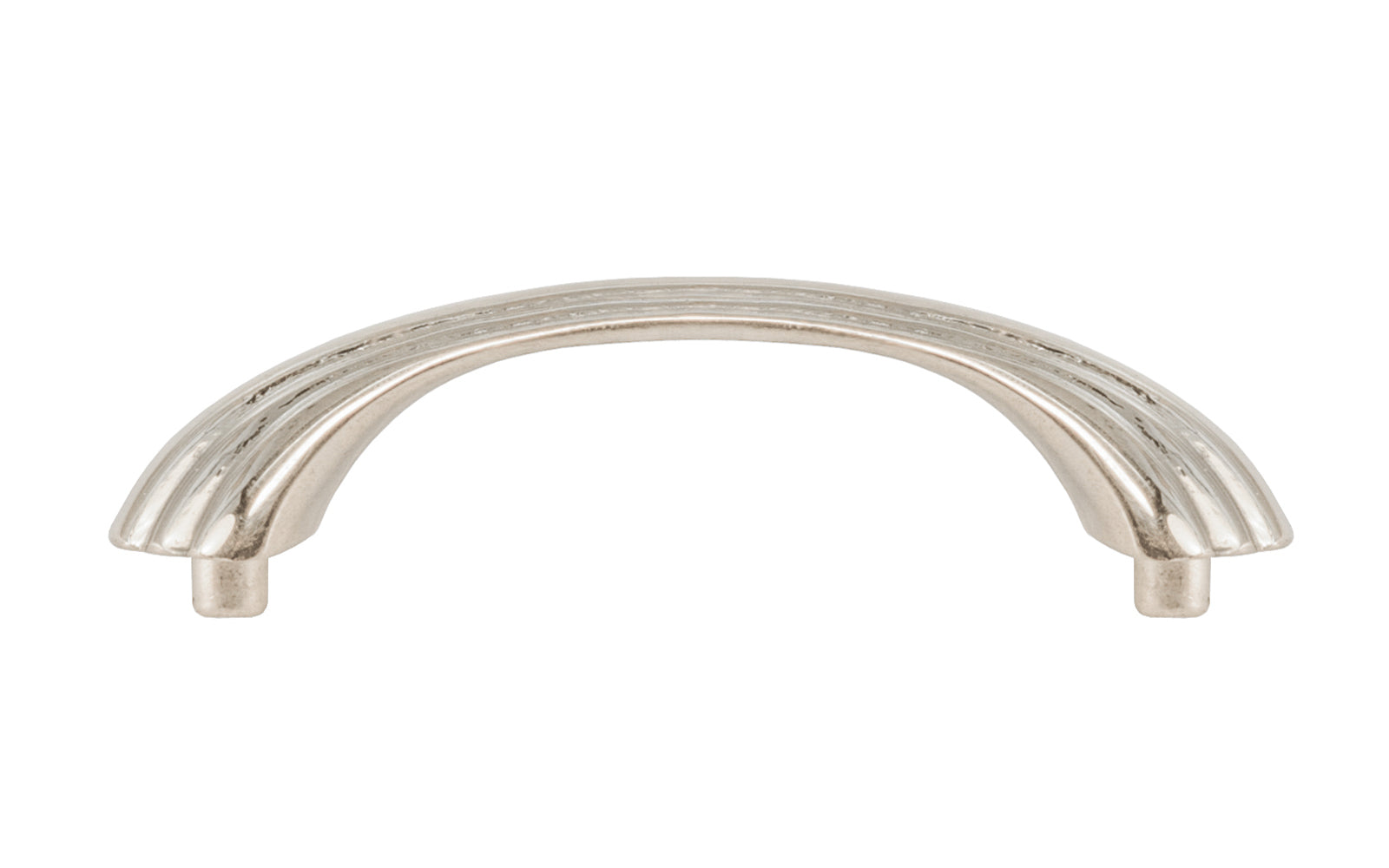 Vintage-style Hardware · A classic solid brass "Art Deco" handle pull with a streamlined 1930's look. 3" On Centers. Authentic reproduction pull designed in the 1930's, Streamline, Machine Age, Art Deco style of hardware. 3" center to center. Polished Nickel Finish.