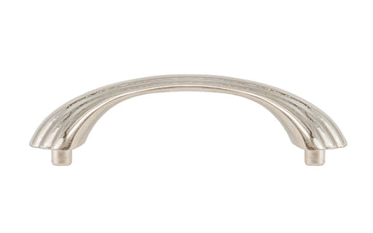Vintage-style Hardware · A classic solid brass "Art Deco" handle pull with a streamlined 1930's look. 3" On Centers. Authentic reproduction pull designed in the 1930's, Streamline, Machine Age, Art Deco style of hardware. 3" center to center. Polished Nickel Finish.