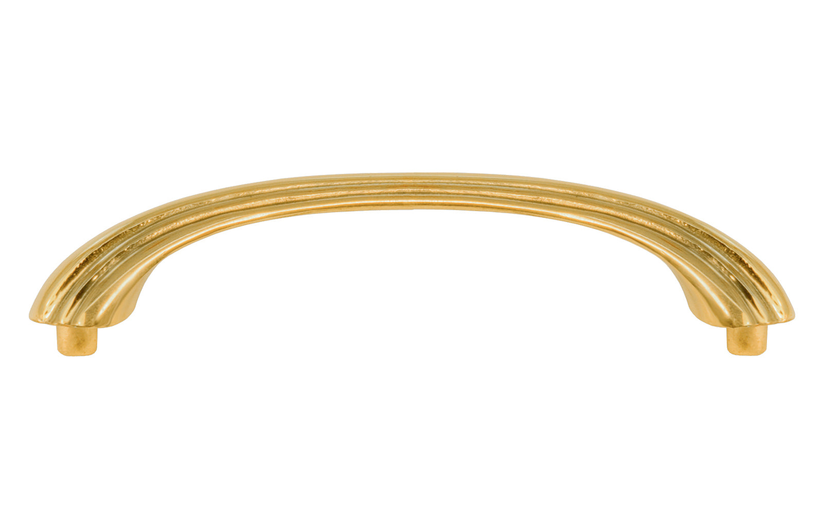 Vintage-style Hardware · A classic solid brass "Art Deco" handle pull with a streamlined 1930's look. 4" On Centers. Authentic reproduction pull designed in the 1930's, Streamline, Machine Age, Art Deco style of hardware. 4" center to center. Unlacquered brass (will patina naturally over time). Non-lacquered brass. Un-lacquered brass.
