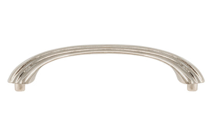 Vintage-style Hardware · A classic solid brass "Art Deco" handle pull with a streamlined 1930's look. 4" On Centers. Authentic reproduction pull designed in the 1930's, Streamline, Machine Age, Art Deco style of hardware. 4" center to center. Polished Nickel Finish.